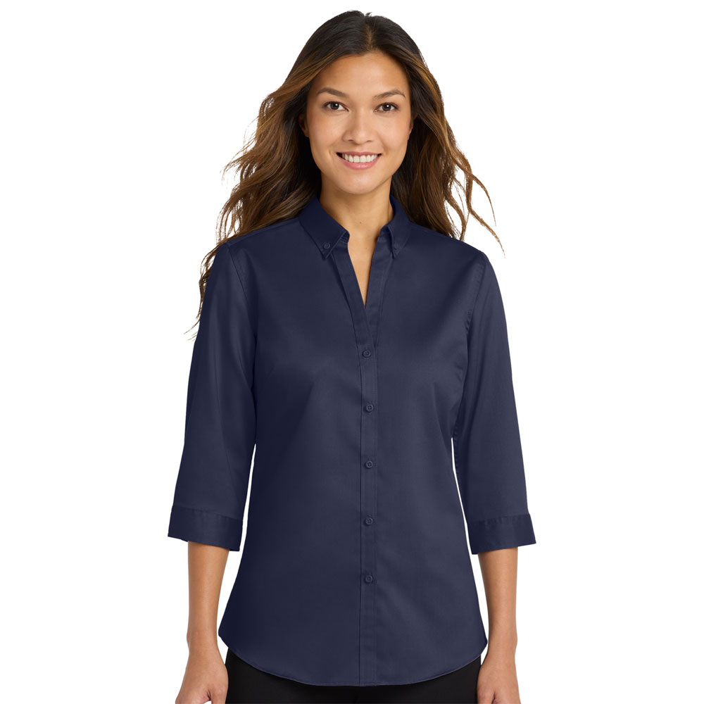 L665 - Ladies 3-4 Sleeve SuperPro Twill Shirt