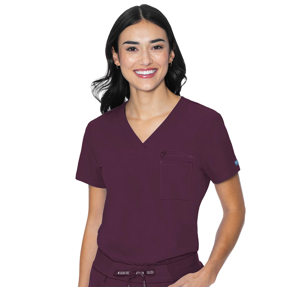 MC8482 - Med Couture - Ladies V-Neck Chest Pocket