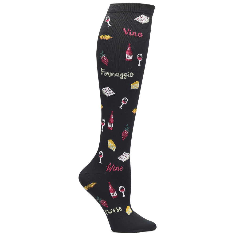 NA0046699 - Nurse Mates - Compression Sock - Wine and Cheese Please