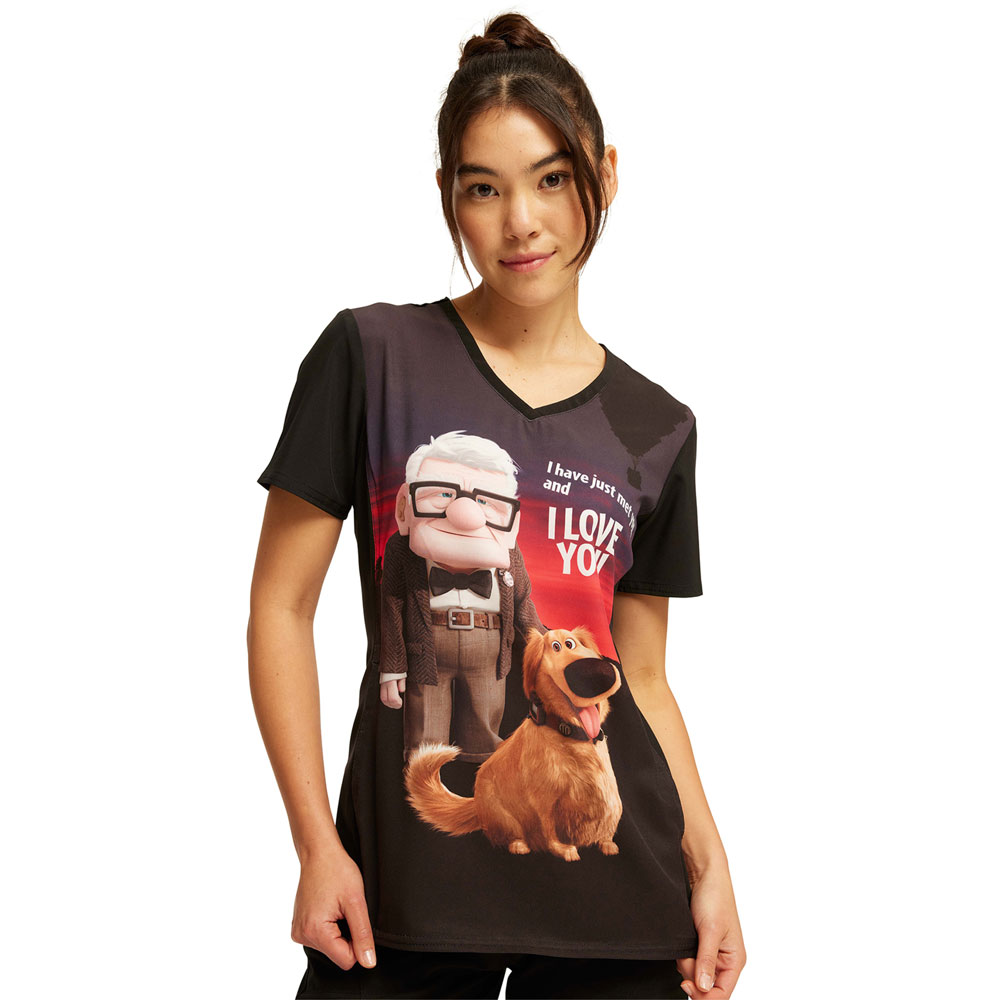 Cherokee-Licensed-TF627-UPDD-V-Neck-Scrub-Top-Dug-The-Dog