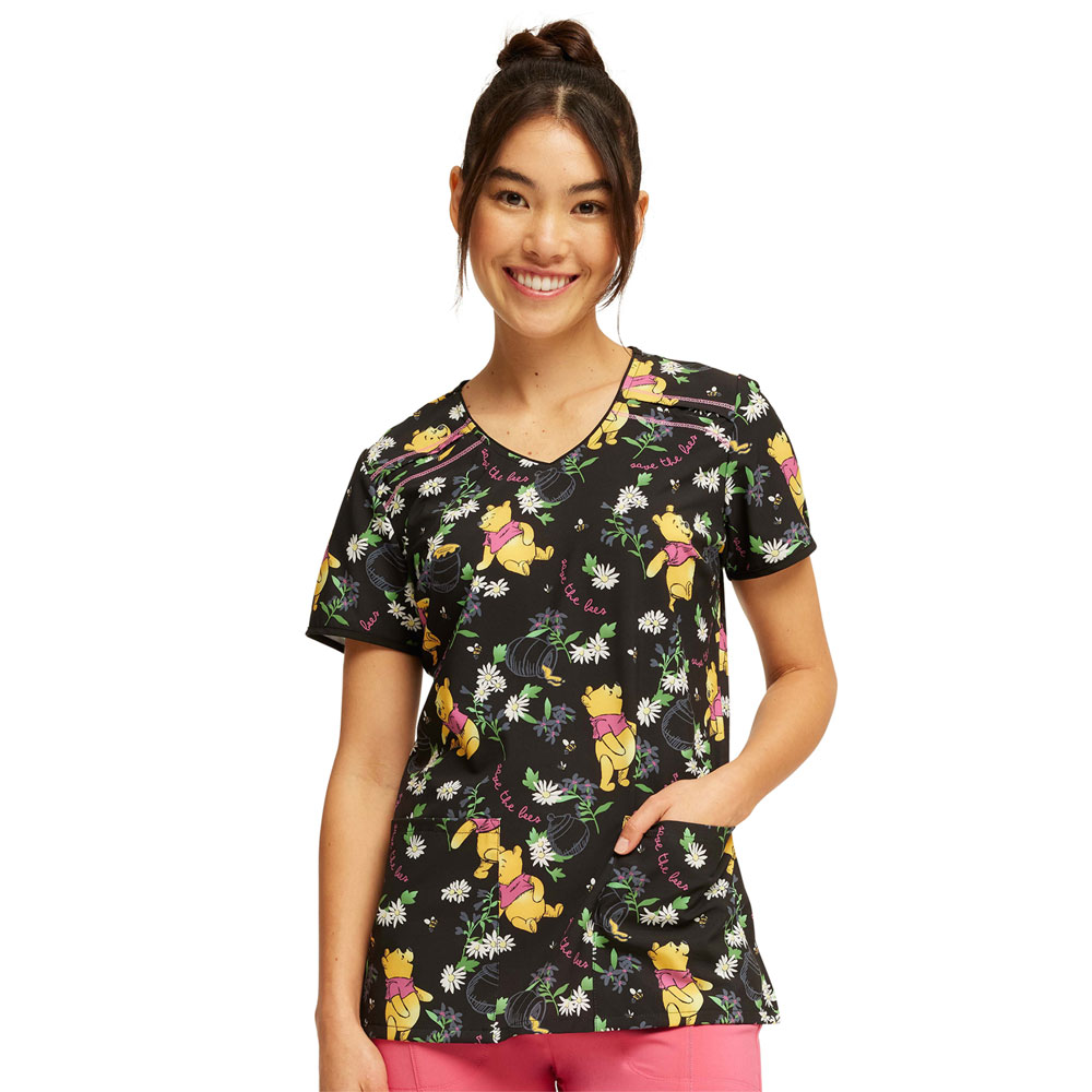 Cherokee Licensed - TF686-PHCU - V-Neck Scrub Top - BEE RESCUE