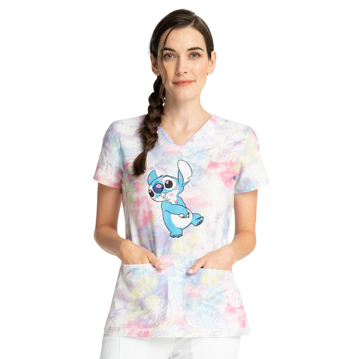 Cherokee-Licensed-TF772-LHSM-V-Neck-Scrub-Top-STITCH-SMOOCHES