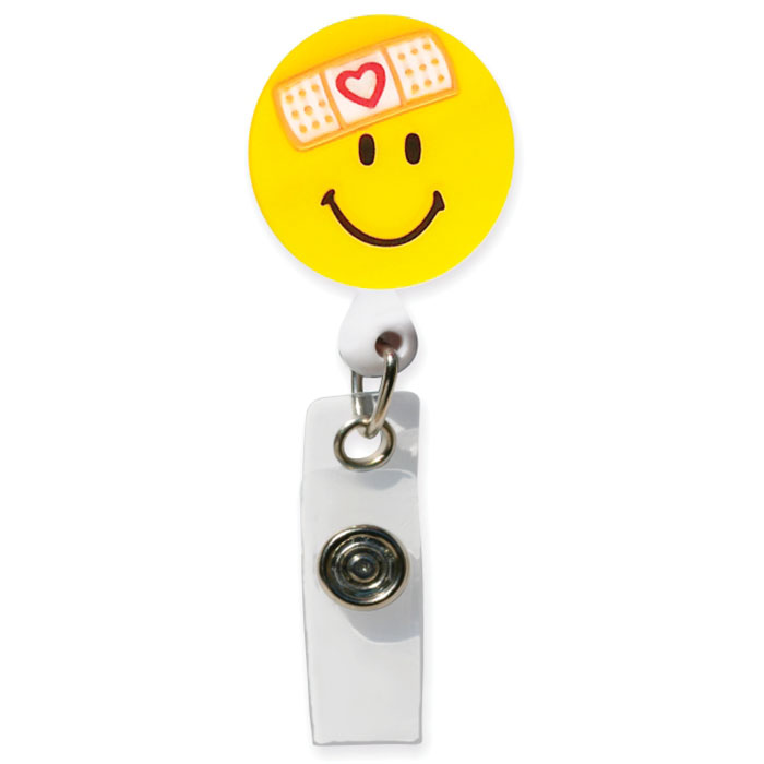 SC-093-3D-Rubber-Retractable-Badge-Reel-Bandage-Smiley-Face