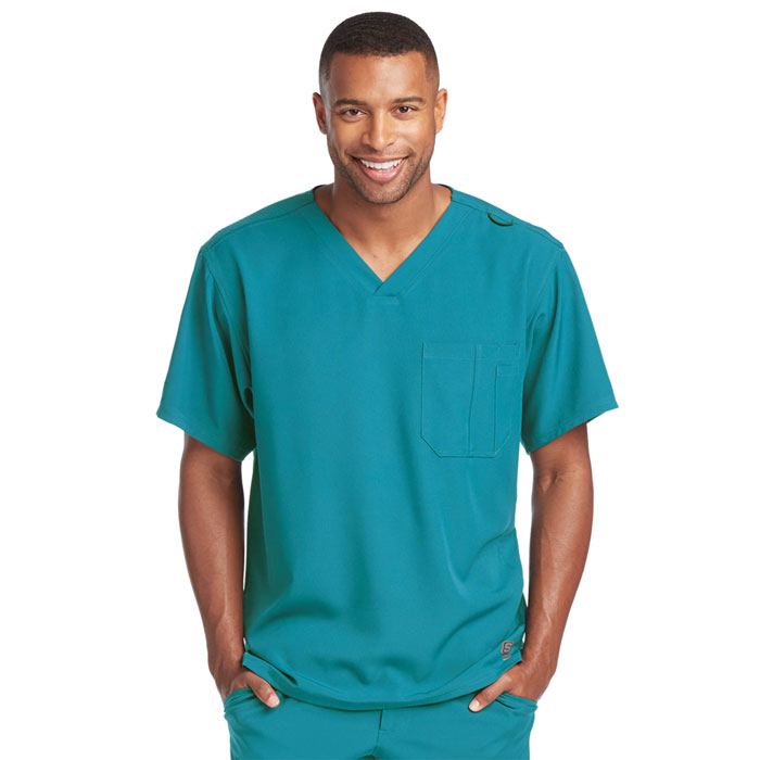 Skechers-SK0112-Mens-Structure-V-Neck-Chest-Pocket-Scrub-Top