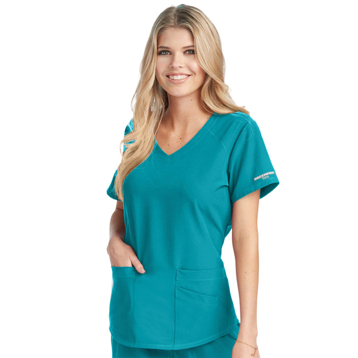 Skechers Reliance Mock Wrap Scrub Top, Fashion Scrubs