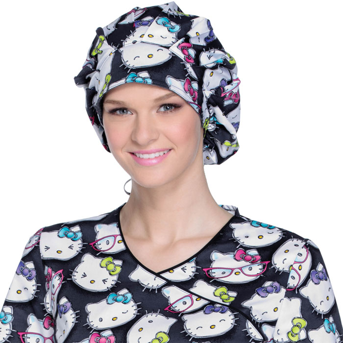 Tooniforms - TF599-HKGS - Bouffant Scrub Hat - Hello Kitty Glasses