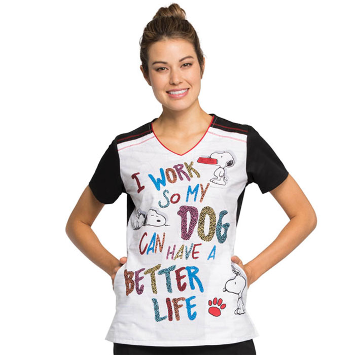 Tooniforms - TF608-PNET - V-Neck Scrub Top - Snoopy A Better Life