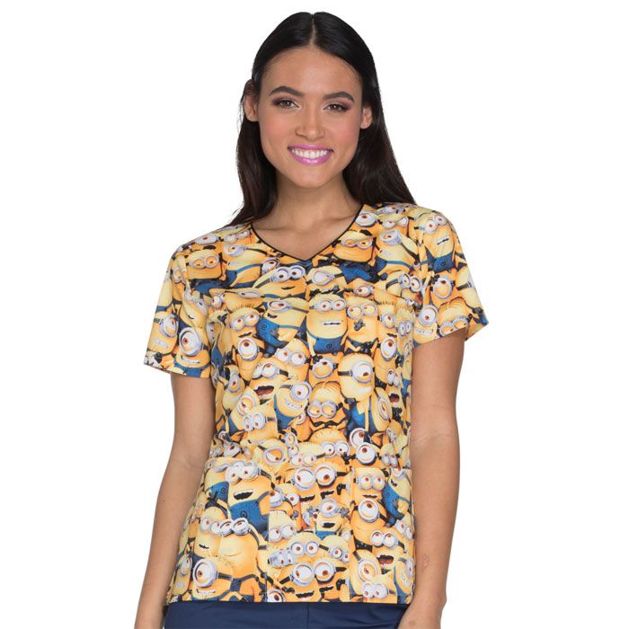 Tooniforms - TF614-DPMM - V-Neck Scrub Top - Millions of Minions