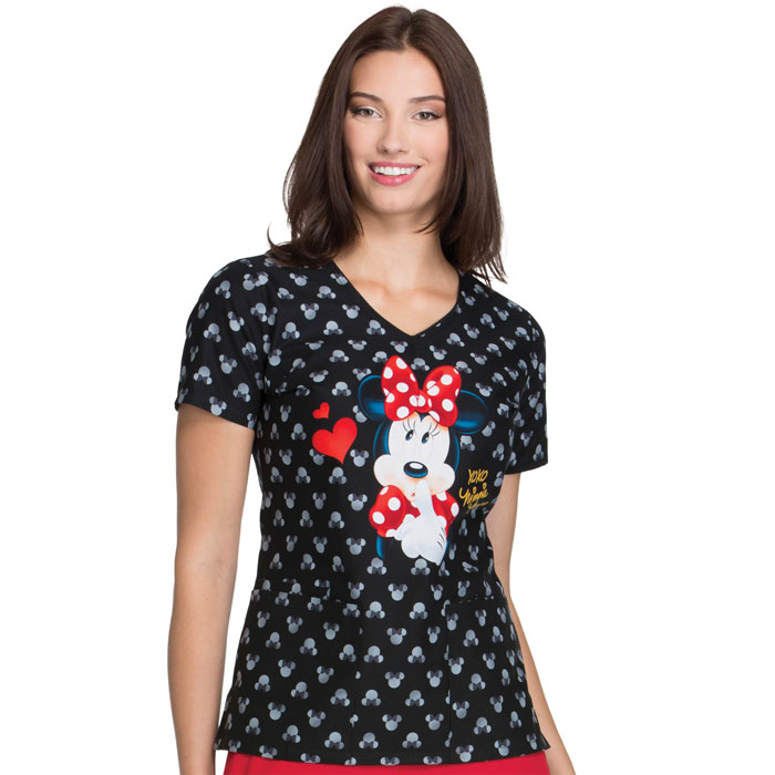 Tooniforms - TF614-MNXO - V-Neck Scrub Top - Minnie XOXO