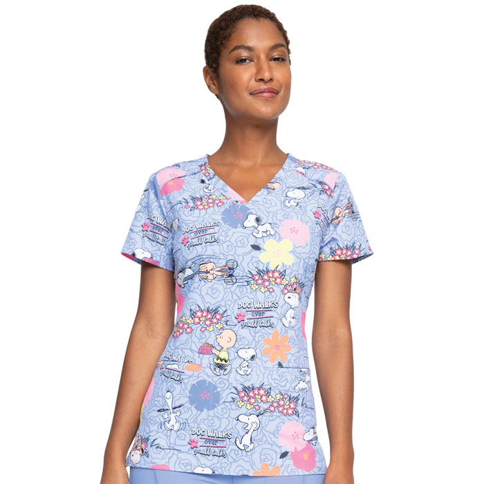 Cherokee-Licensed-TF666-PNDW-V-Neck-Scrub-Top-Dog-Walks