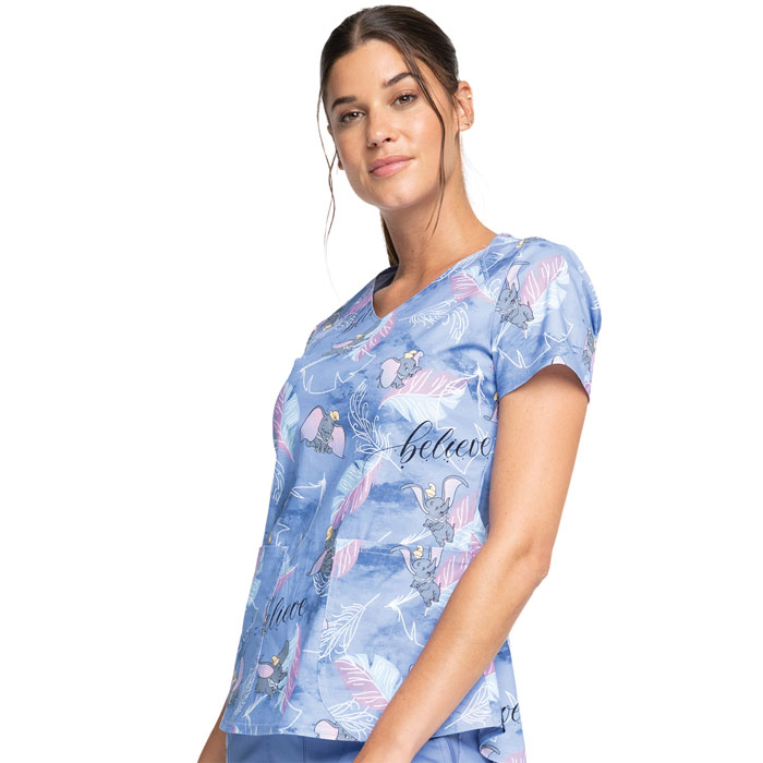 Cherokee-Licensed-TF756-DUBE-V-Neck-Scrub-Top-Dumbo-Believe