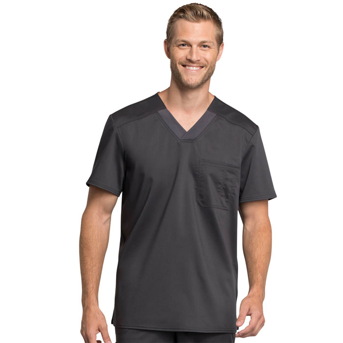 Workwear-Revolution-Tech-WW755AB-Men's-Chest-Pocket-V-Neck-Scrub-Top-With-Certainty