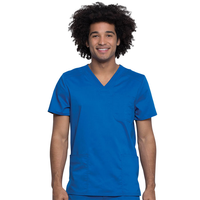 Workwear-Revolution-Tech-WW760AB-Men's-3-Pocket-V-Neck-Scrub-Top-With-Certainty