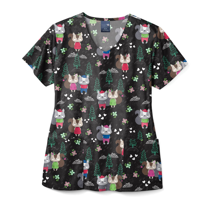 Zoe and Chloe - Z12213-SQN - Ladies V-Neck Top - Squirrelly Nutkins