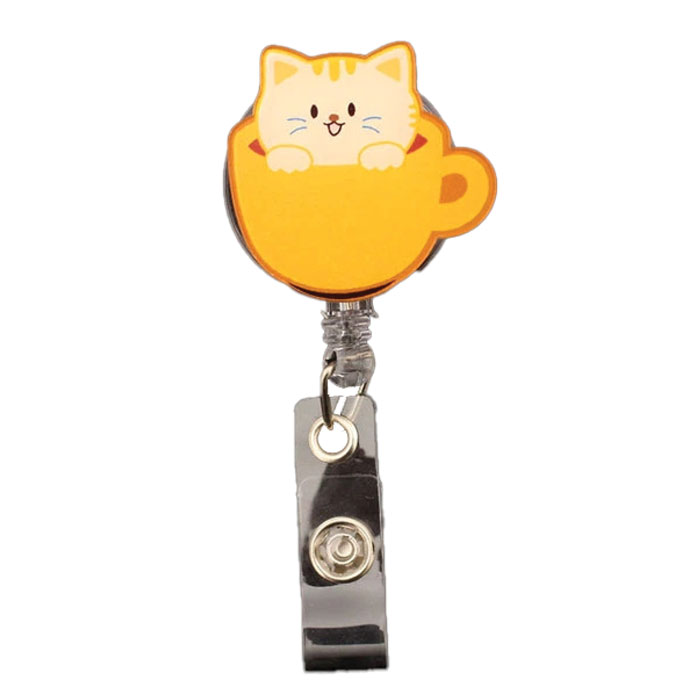 BR-OCAT - Retractable Badge Reel - Orange Cat