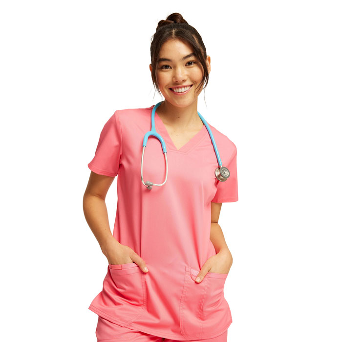 Workwear Revolution - WW620 - Ladies V-Neck Top - Pink Melon